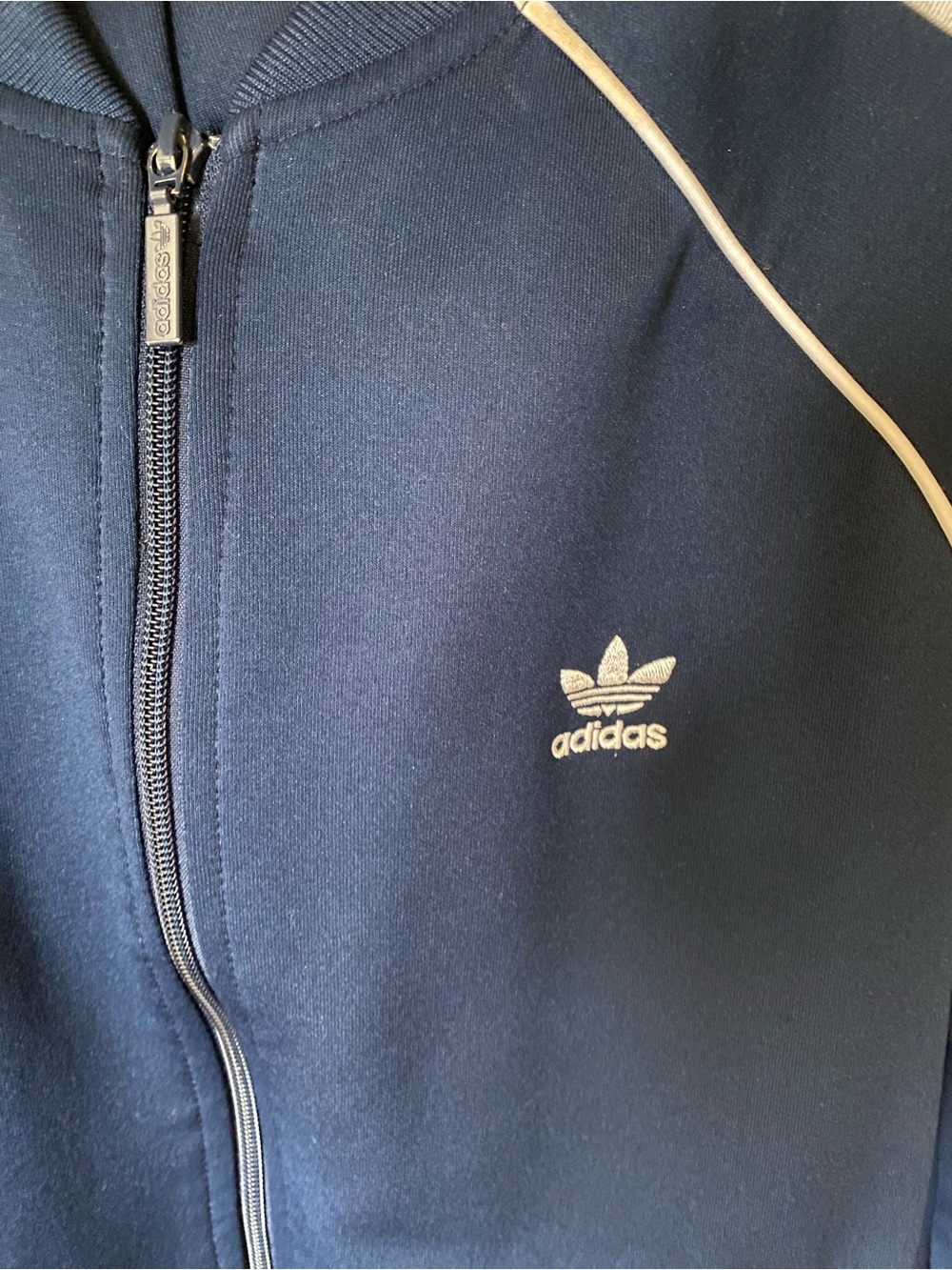 adidas Navy Blue Track Jacket/Suit with White Stripes and pants SST - Picture 6 of 9